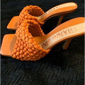 SOLD Gianni Bini bright orange hi heeled sling
